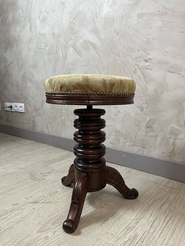Tabouret de piano en noyer