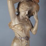 Ceramic sculpture Woman and opal belt jug Goldscheider circa 1900, 60 cm C155