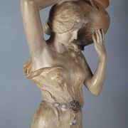 Ceramic sculpture Woman and opal belt jug Goldscheider circa 1900, 60 cm C155