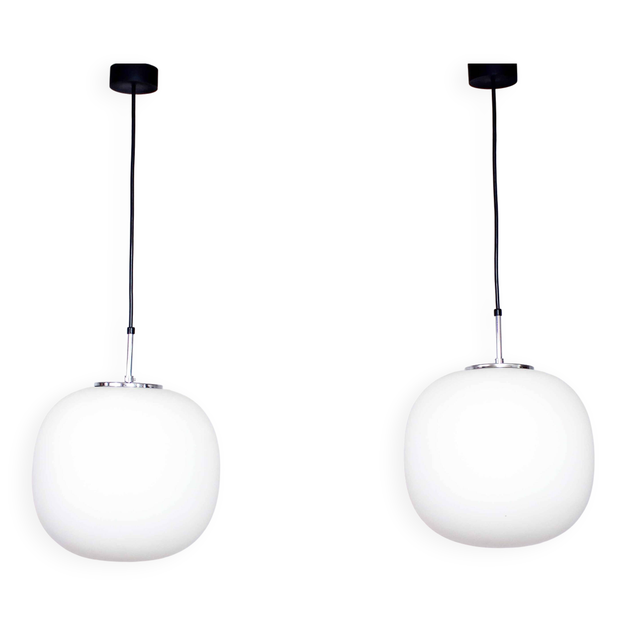 Pair of opal glass pendant lights