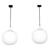Pair of opal glass pendant lights