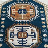 Tapis Oushak moderne en laine douce fait main, tapis vintage turc,