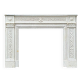 Louis XVI Style Fireplace In Statuary White Marble Circa 1880