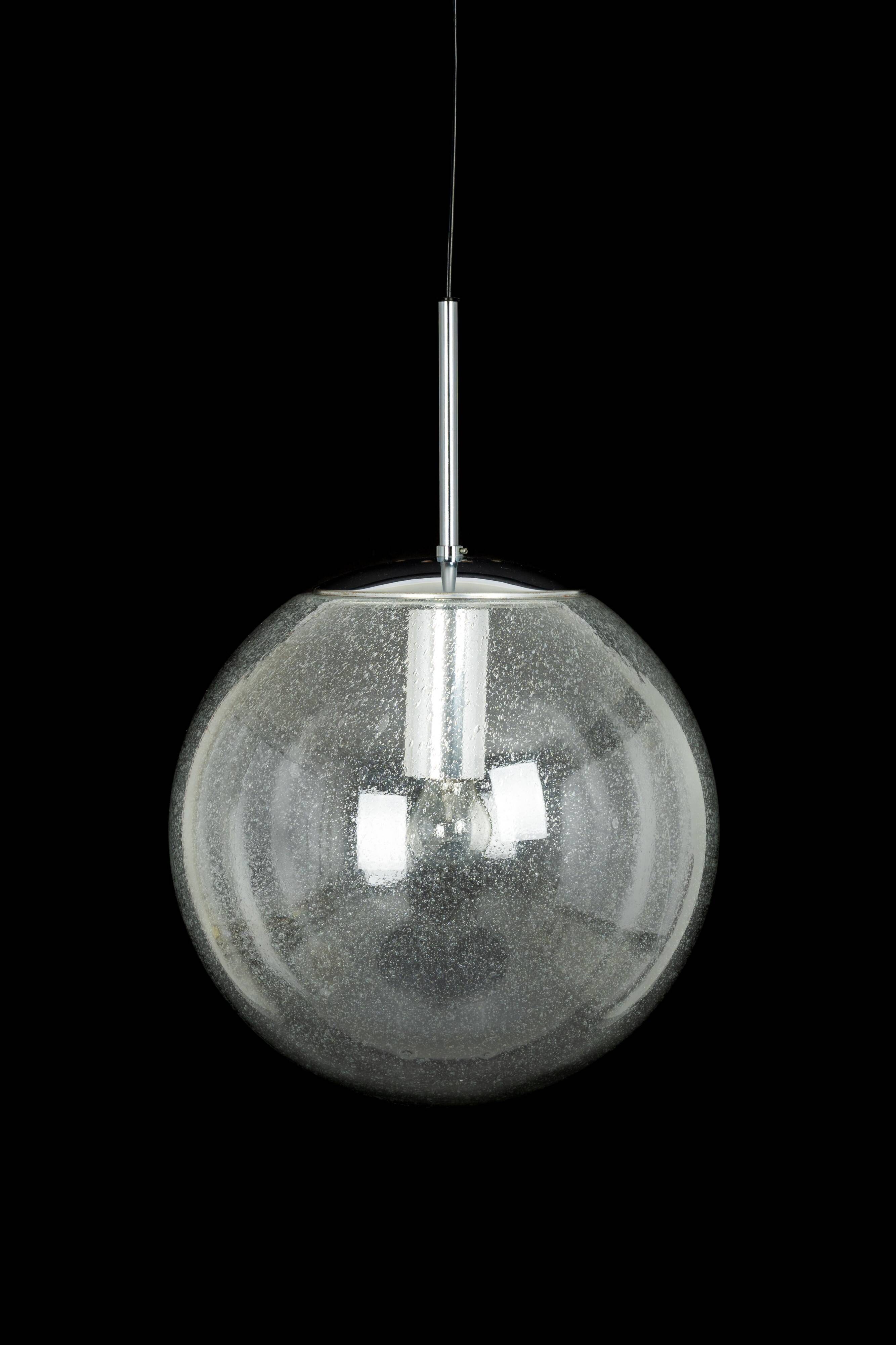 Limburg chrome pendant with clear glass ball, Germany, 1970s