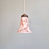 Art Deco pendant light in pink marbled opaline (4 available)