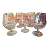 Lot of 7 vintage beer glasses "kriek gueuze belle-vue"