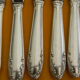 Set of 12 cheese or fruit knives handle in silver metal.