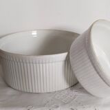 Gusseted dishes, set of 2, Apilco porcelain Pillivuyt