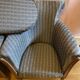 Pair of Art Deco style armchairs, refurbished. Upholstery fabric for armchairs.
