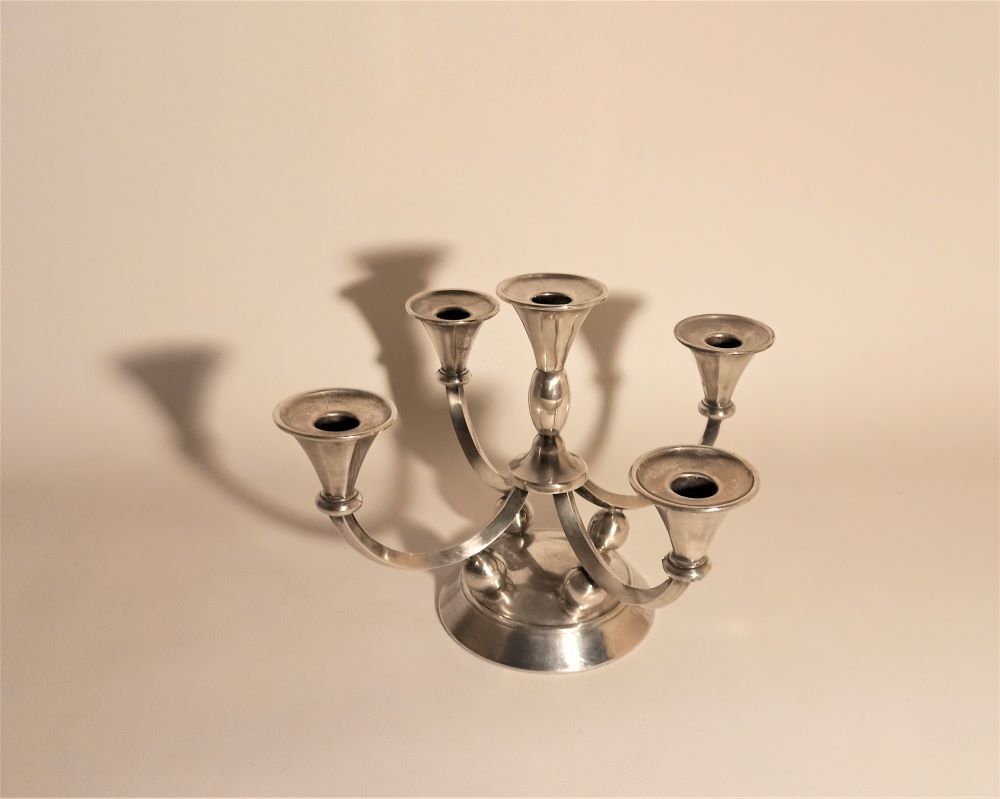 Candelabra 6 branches 50s silver metal