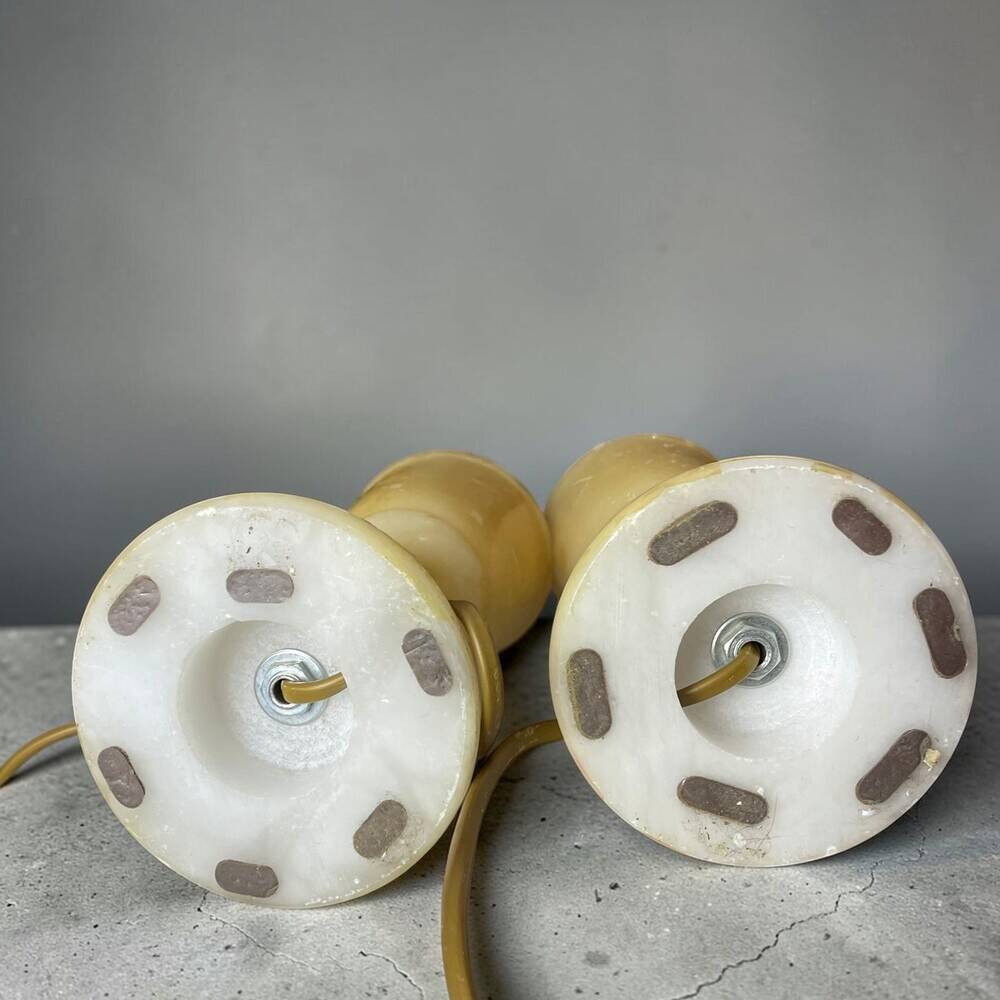 Pair Portuguese Classical Urn-Shaped Alabaster table lamps