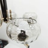 See Delmas chandelier, 3 arms, black and gold, clear glass, 1960