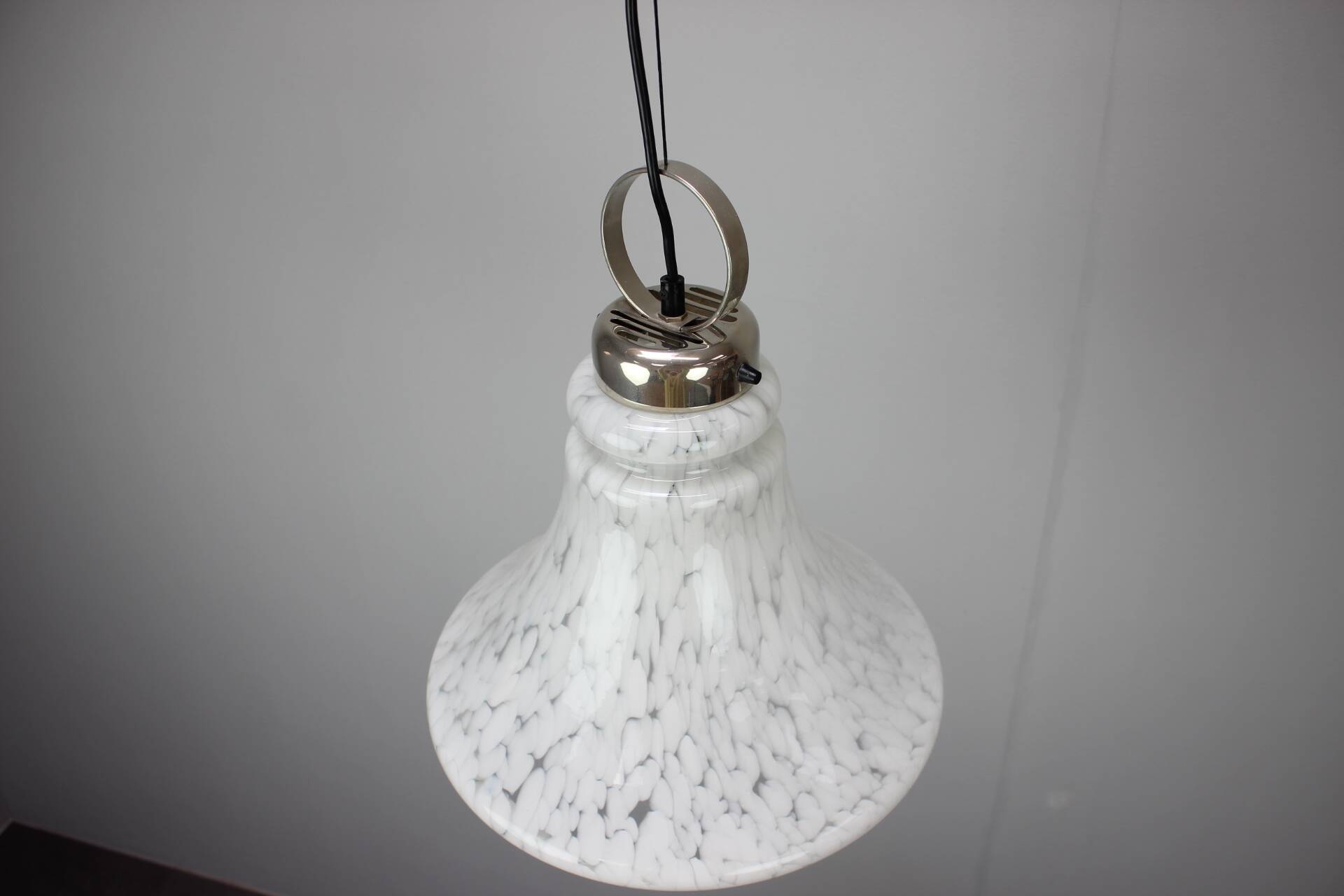 1970s Czechoslovak Adjustable Mid-Century Bell Form Glass Pendant Lamp