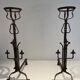 Important Pair of Gothic Wrought Iron Andirons with Fleur-de-Lis