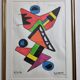 Abstract composition, original drawing signed Contreras, 1980s, 32 x 42 cm framed under glass