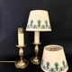 Brass lamp, 2 M new fabric cable, painted lampshade