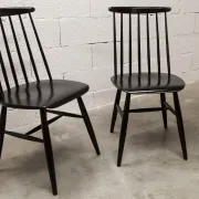 Pair of Scandinavian chairs Fanett by Ilmari Tapiovaara black teak 1960