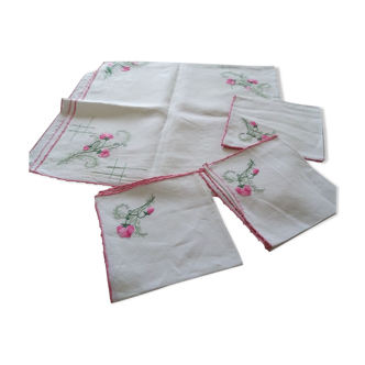 Hand embroidered square tablecloth