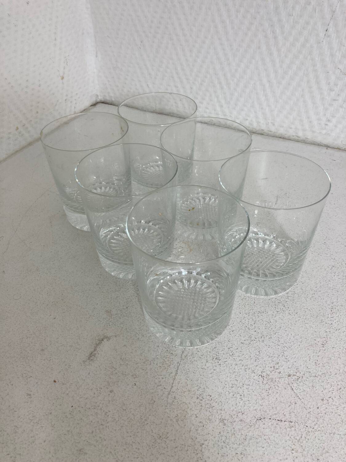 Set of 5 old crystal glasses