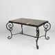 Table basse en fer forgé patiné et marbre, circa 1940