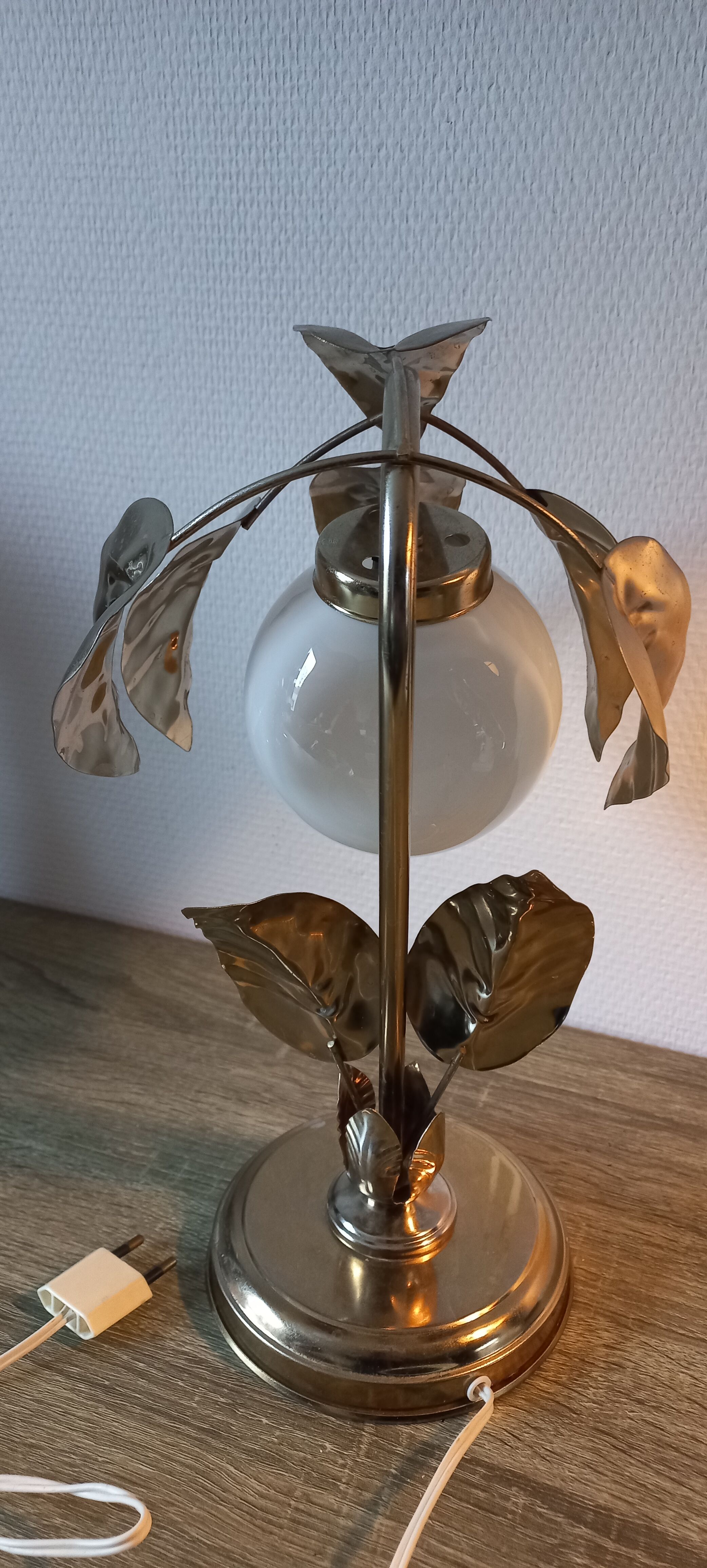 Vintage lamp with golden leaves