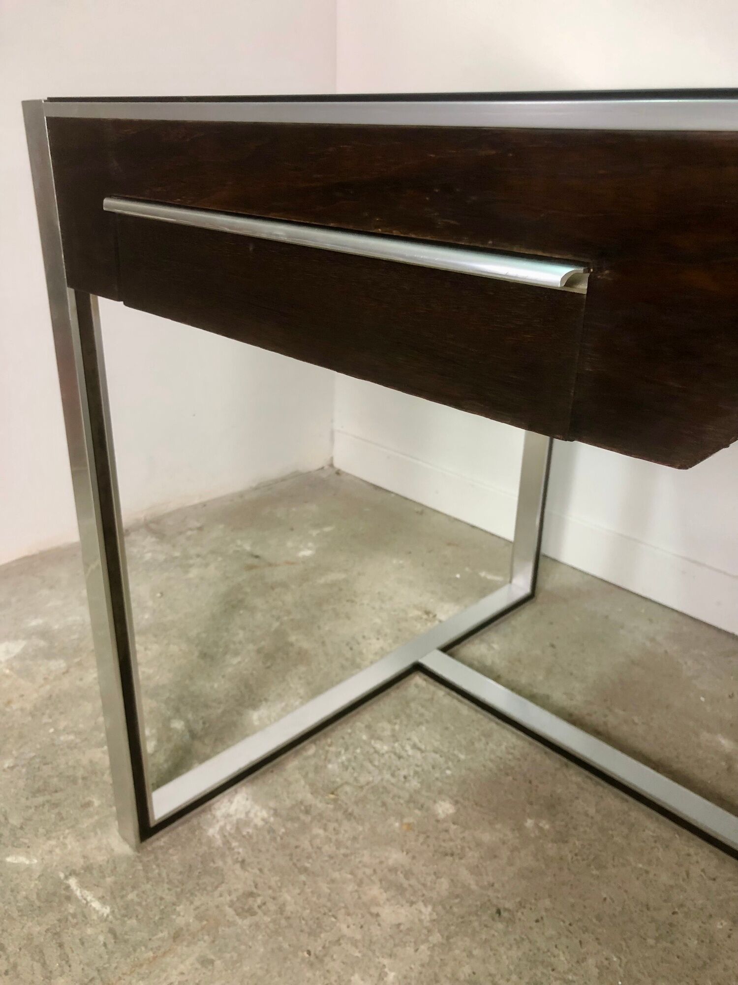 Metal and rosewood desk by Claude Gaillard for Ligne Roset 70'S