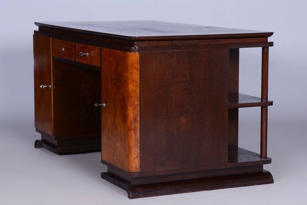 Art Deco Czechia Writing Table in Oak and Ash, 1930s