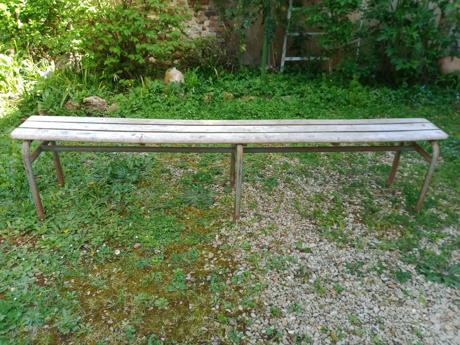 School bench from the 1950s, length 210 cm