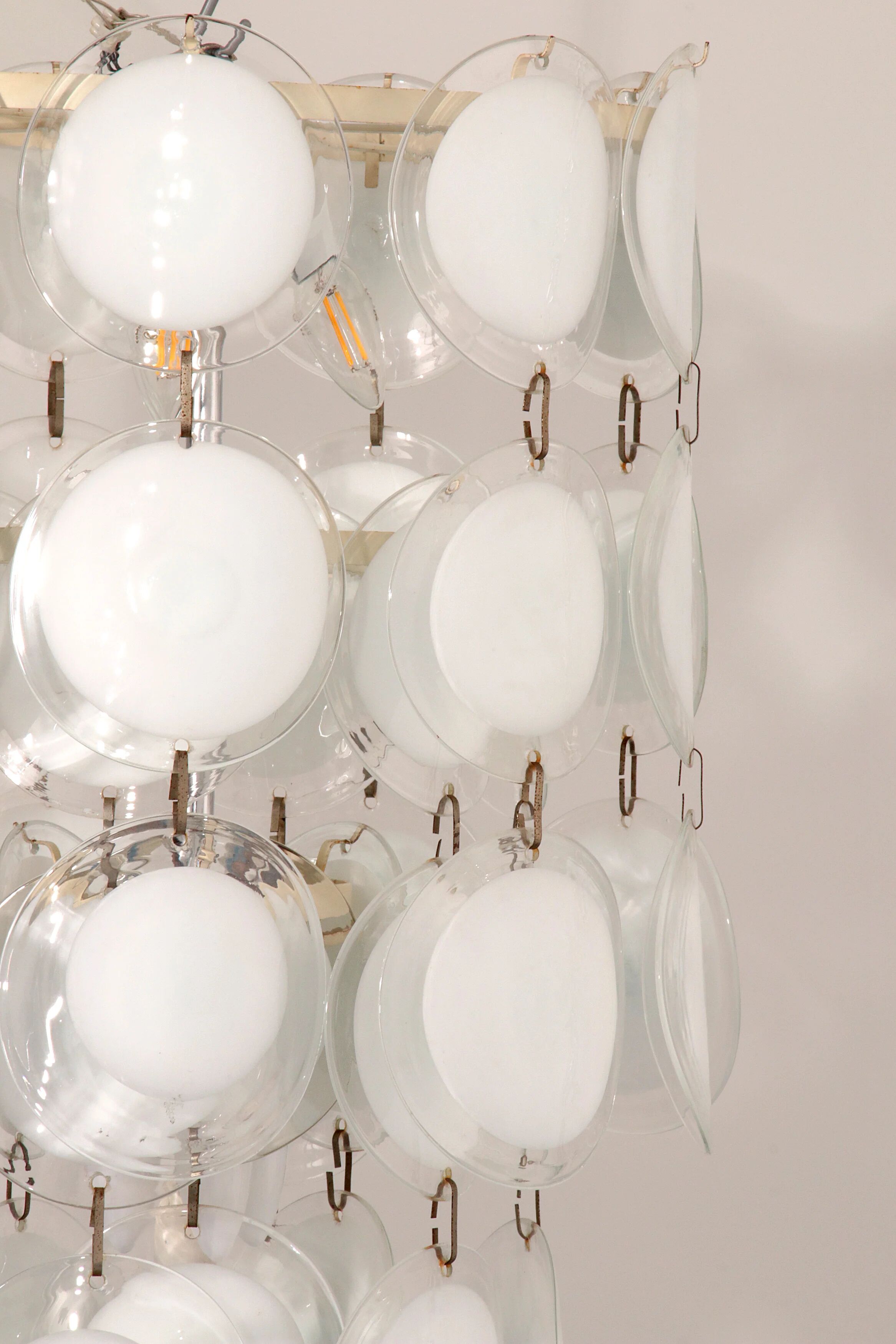 Italian mid-century Murano, Venetian glass disc chandelier by Vistosi