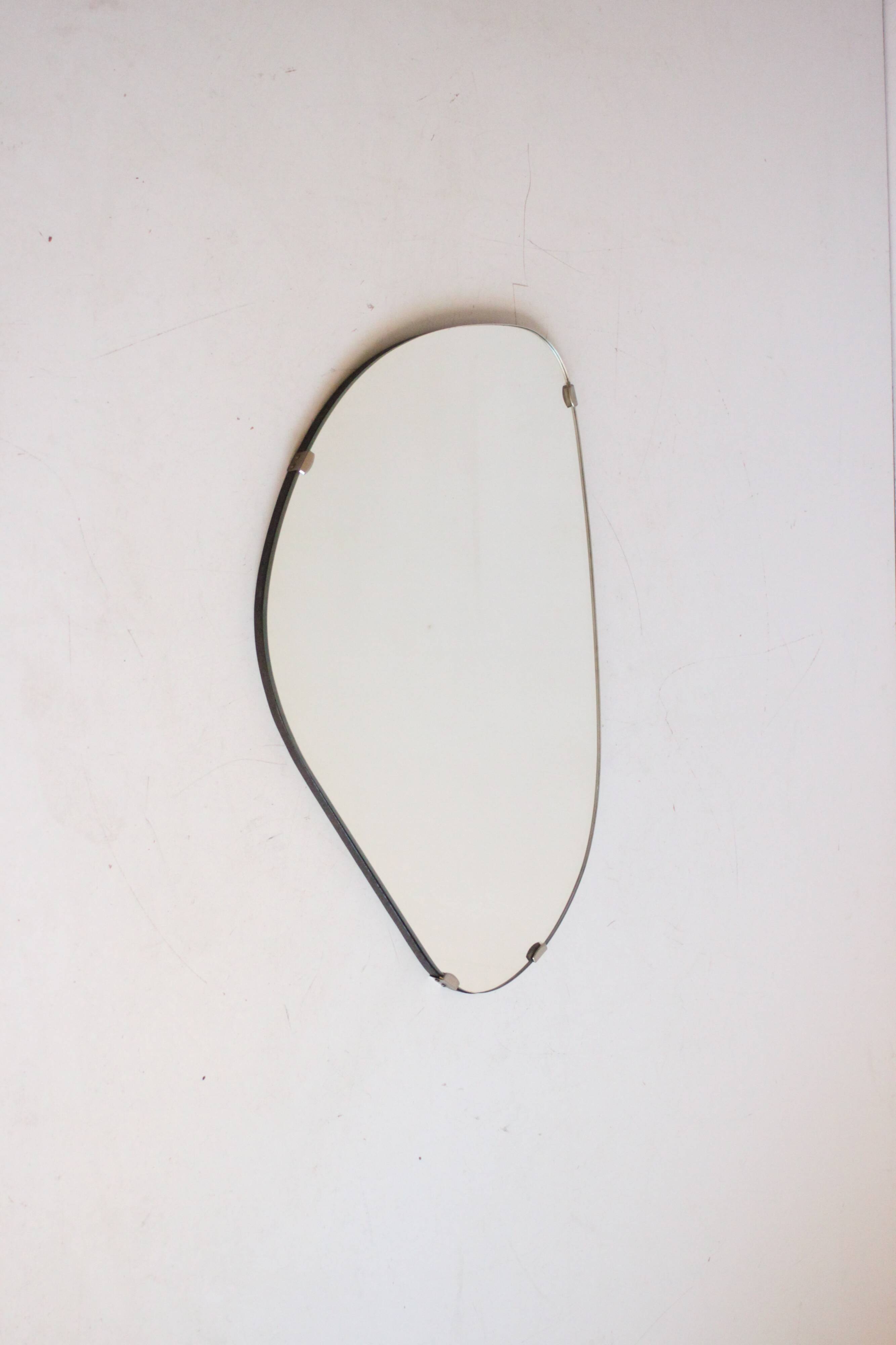 Vintage organic mirror, kidney shaped, Belgium 1950s