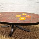 Jean Jaffeux lava stone and ceramic coffee table
