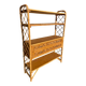 Vintage 1960s rattan and oak shelf by Louis Sognot