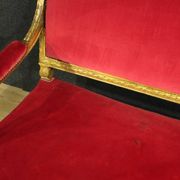 Sofa en velours rouge français antique du 19ème siècle