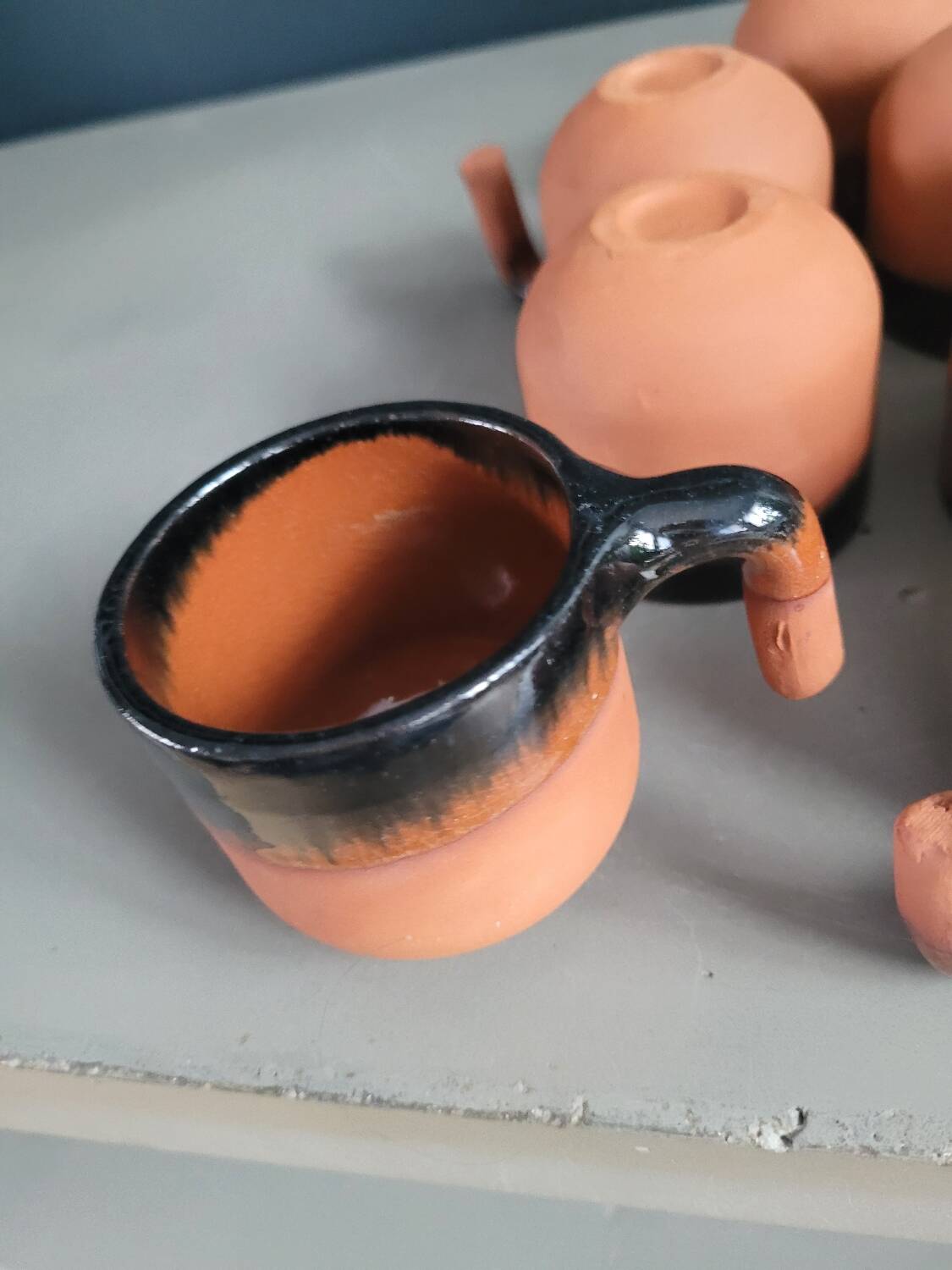 Set of 7 terracotta coffee cups