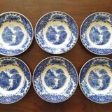Assiettes creuses Royal Sphinx Maestricht P. Regout "Cambridge Old England" bleu & blanc