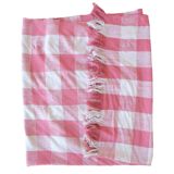 couverture rose vintage Haik à carreaux  du maroc - 186 x 252 cm