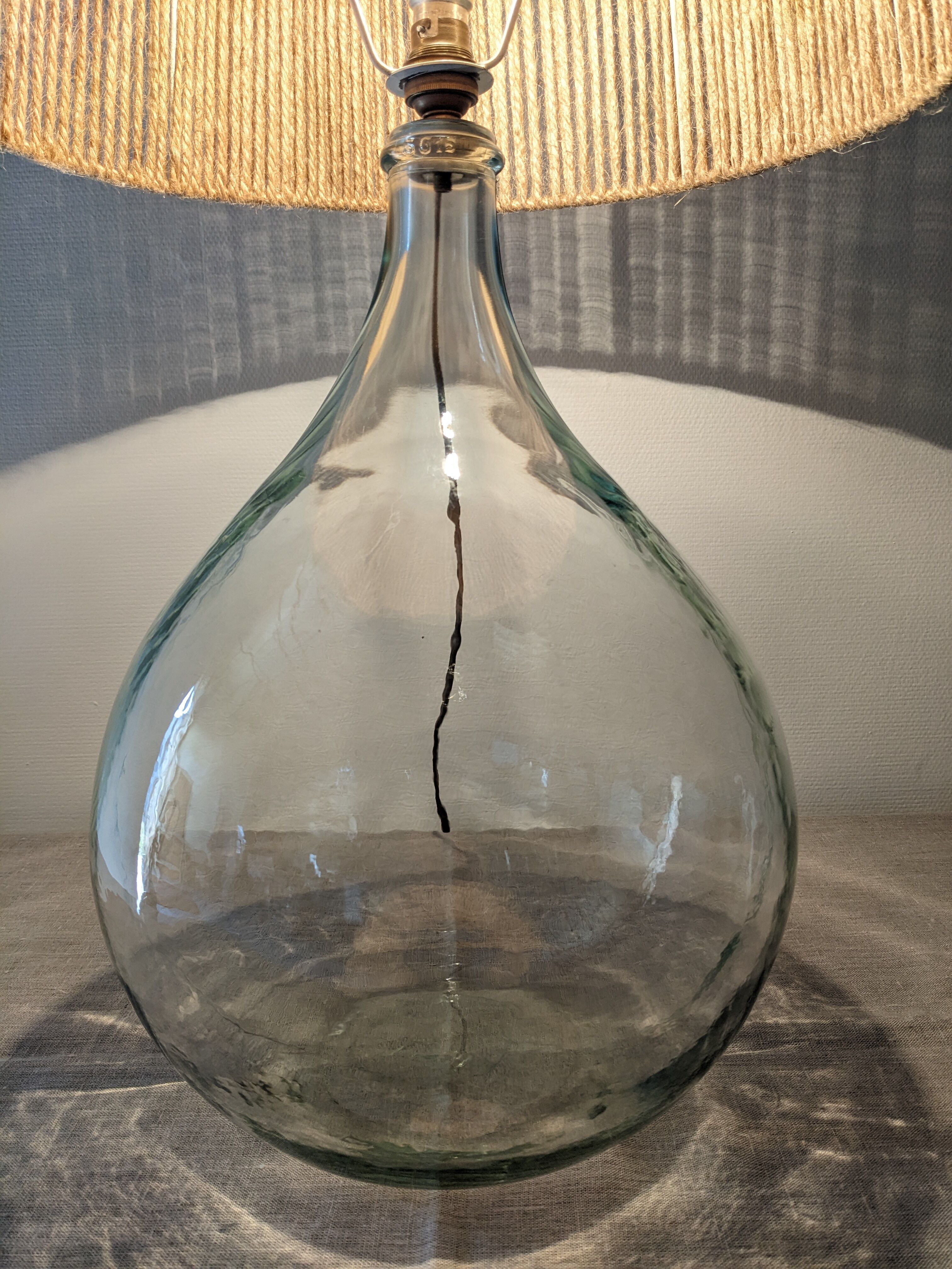 Vintage demijohn XL lamp in glass and jute rope