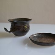1970s ceramic cup and saucer signed