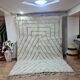 Geometric Beni Ouarain Rug - Natural Cream Wool - Modern Design -