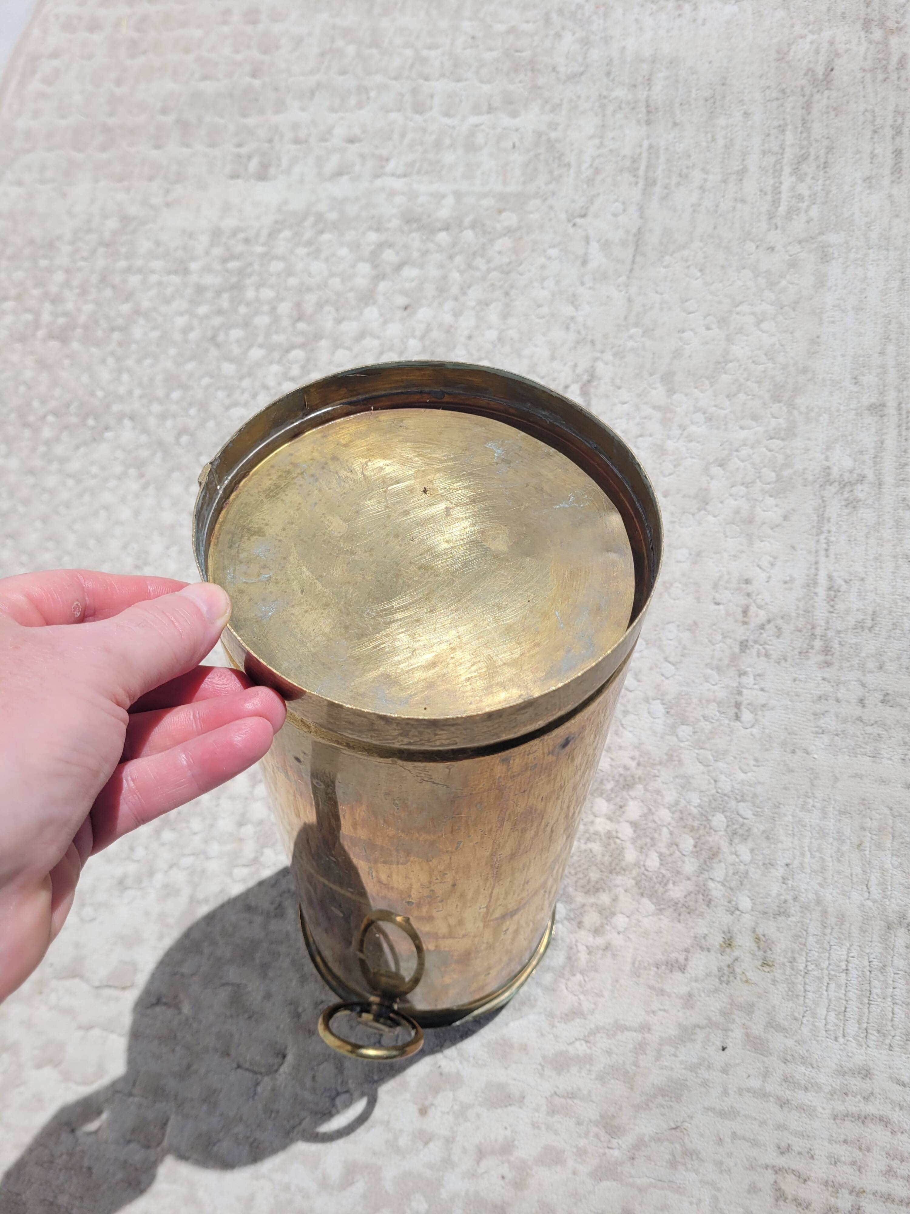 Cylindrical brass umbrella stand – 1960s/70s