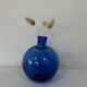 Round cobalt blue glass vase