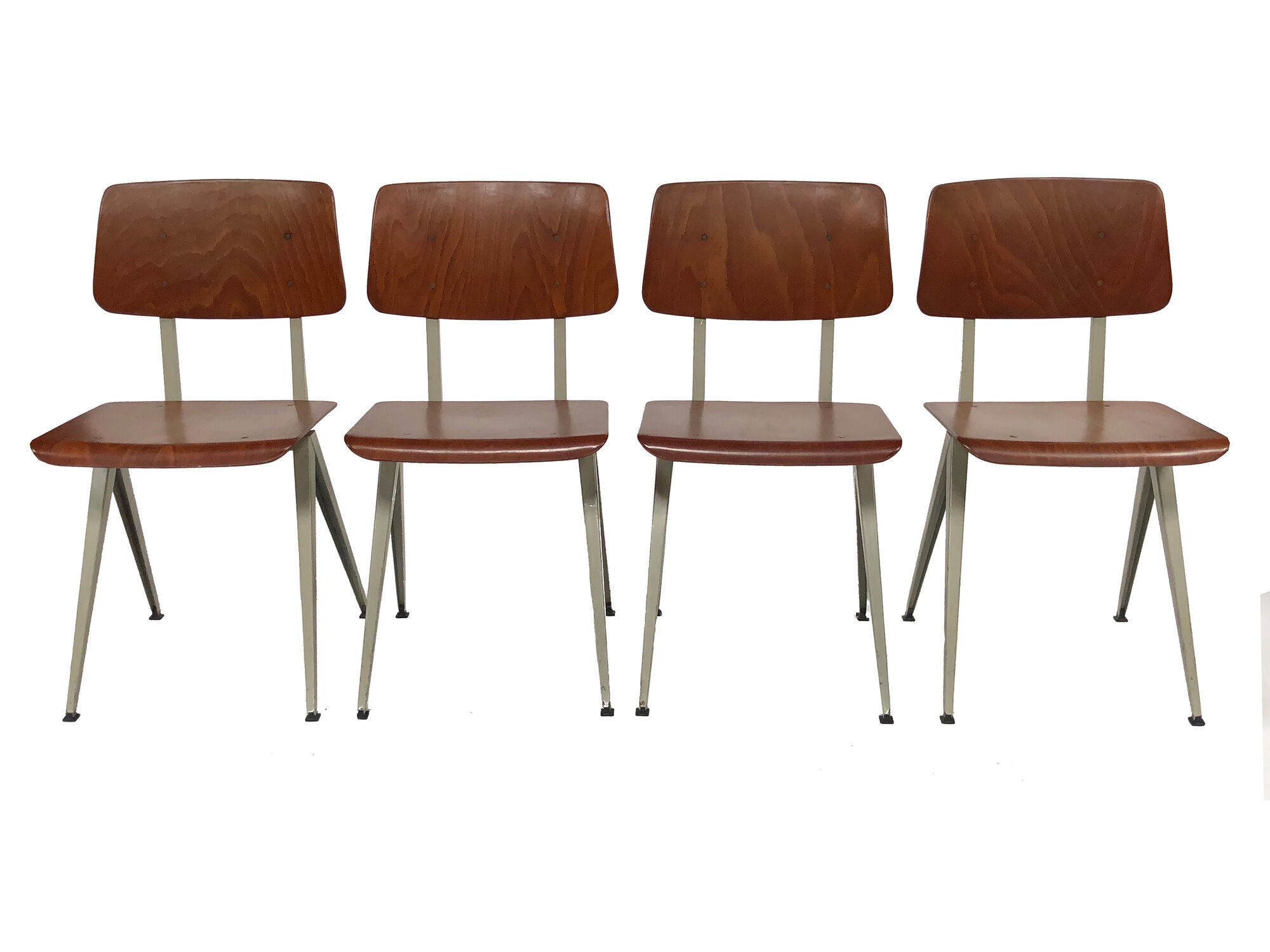 Lot of 4 vintage school chairs Galvanitas S16 Netherlands design