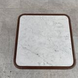 Vintage coffee table in marble and leather attribué à Desede, 1970s