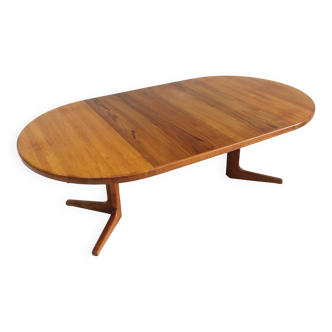Table à manger ronde extensible vintage danoise en teck massif des années 1960