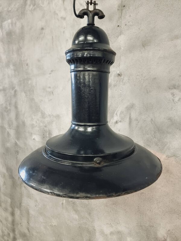 Lampe à suspension Philips antique émail noir diam 50 cm