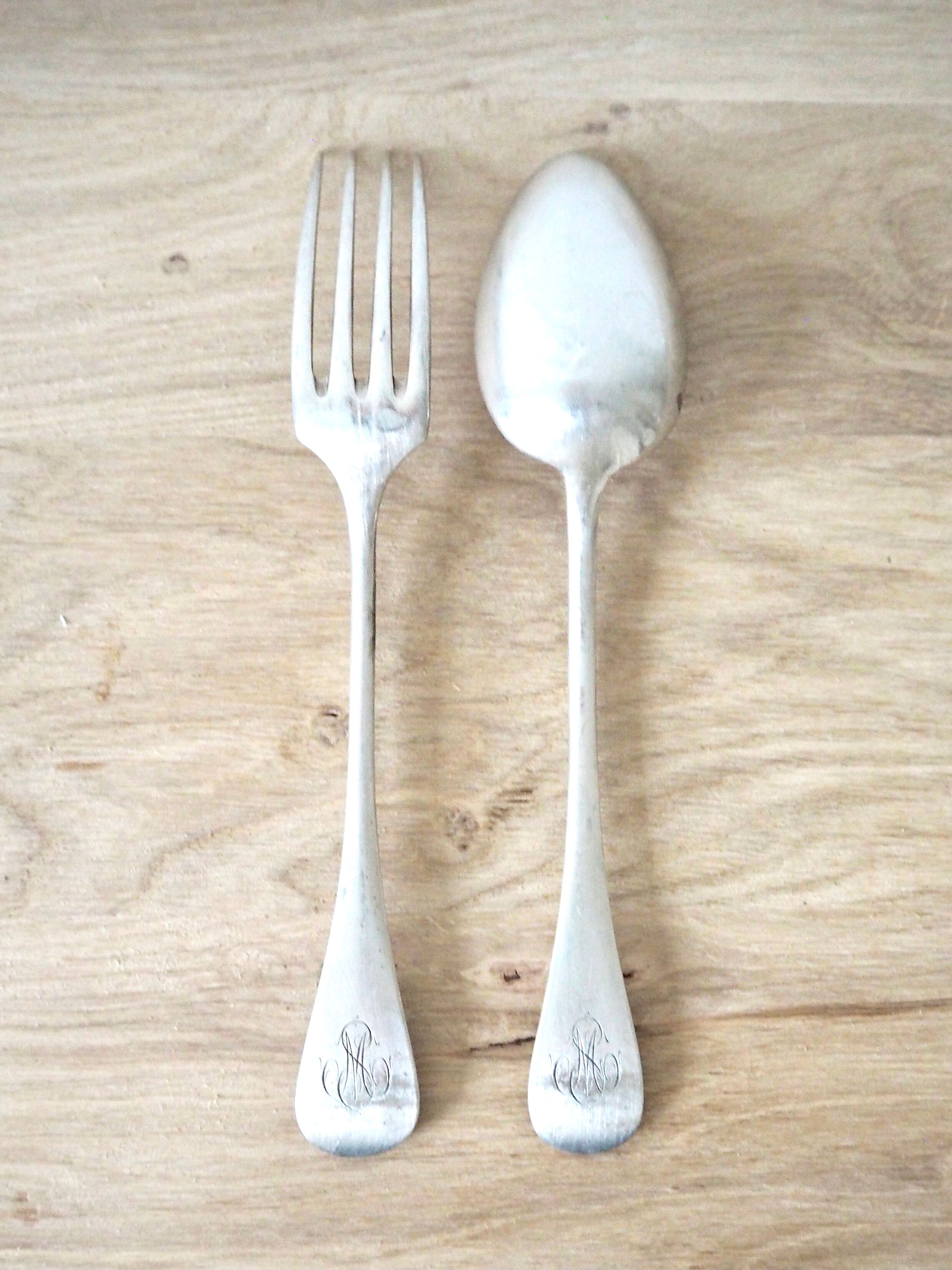 Set de 6 cuillères en argent Cailar-Bayard, monogrammées MS