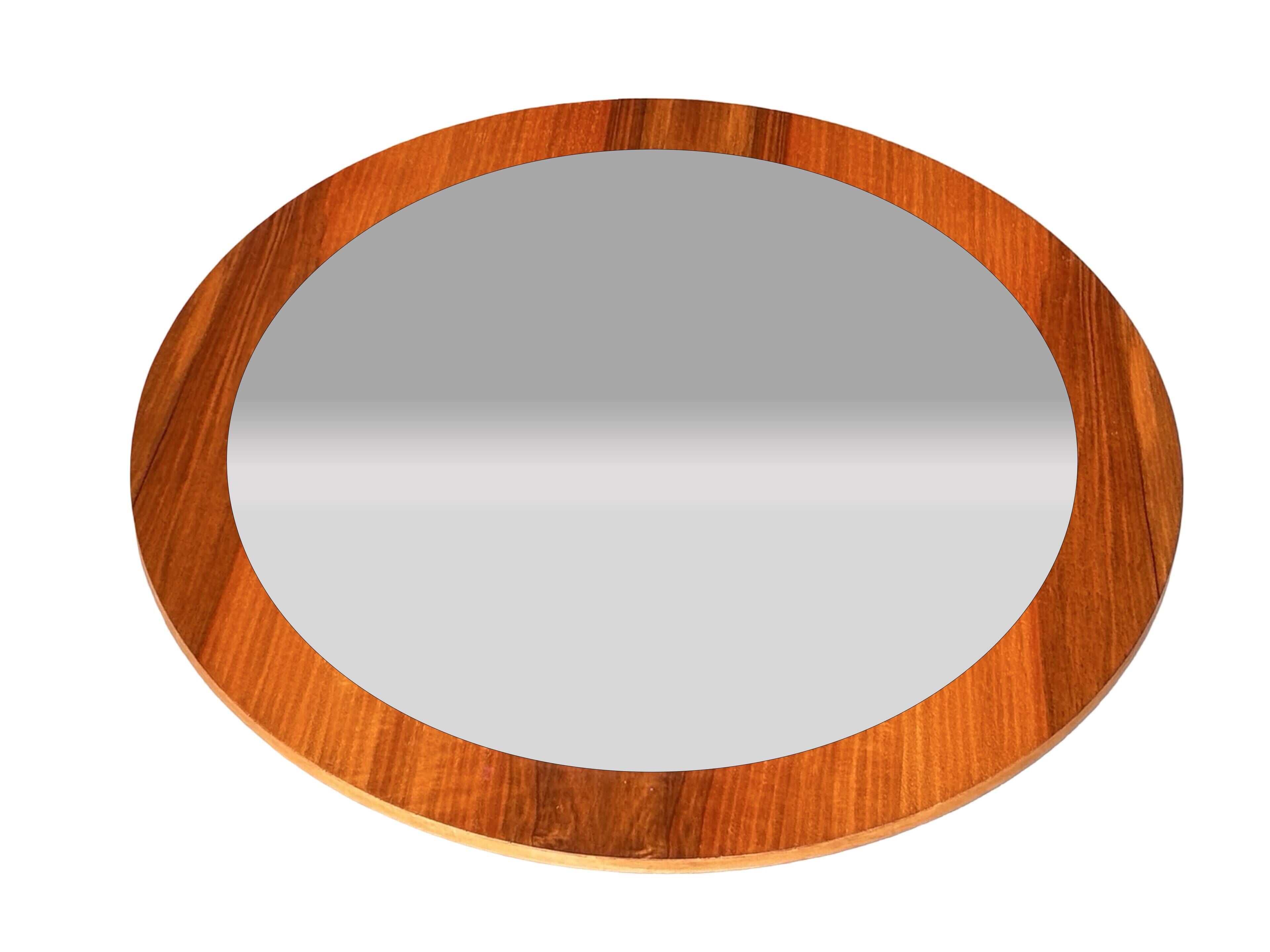 Vintage Round teak wall mirror 1970s wall mirror