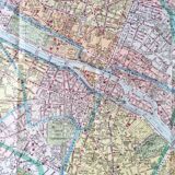 Vintage map 1970 Paris and its quarters 74x55cm