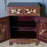 Chinese furniture XXth Red lacquer Decor of branches and birds