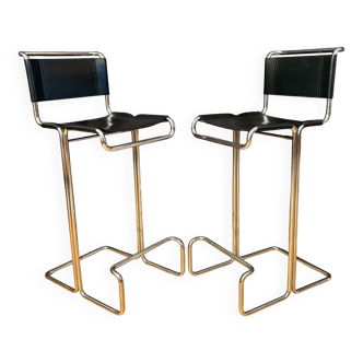 Paire de chaises de bar Linea Veam, Italie, années 1980